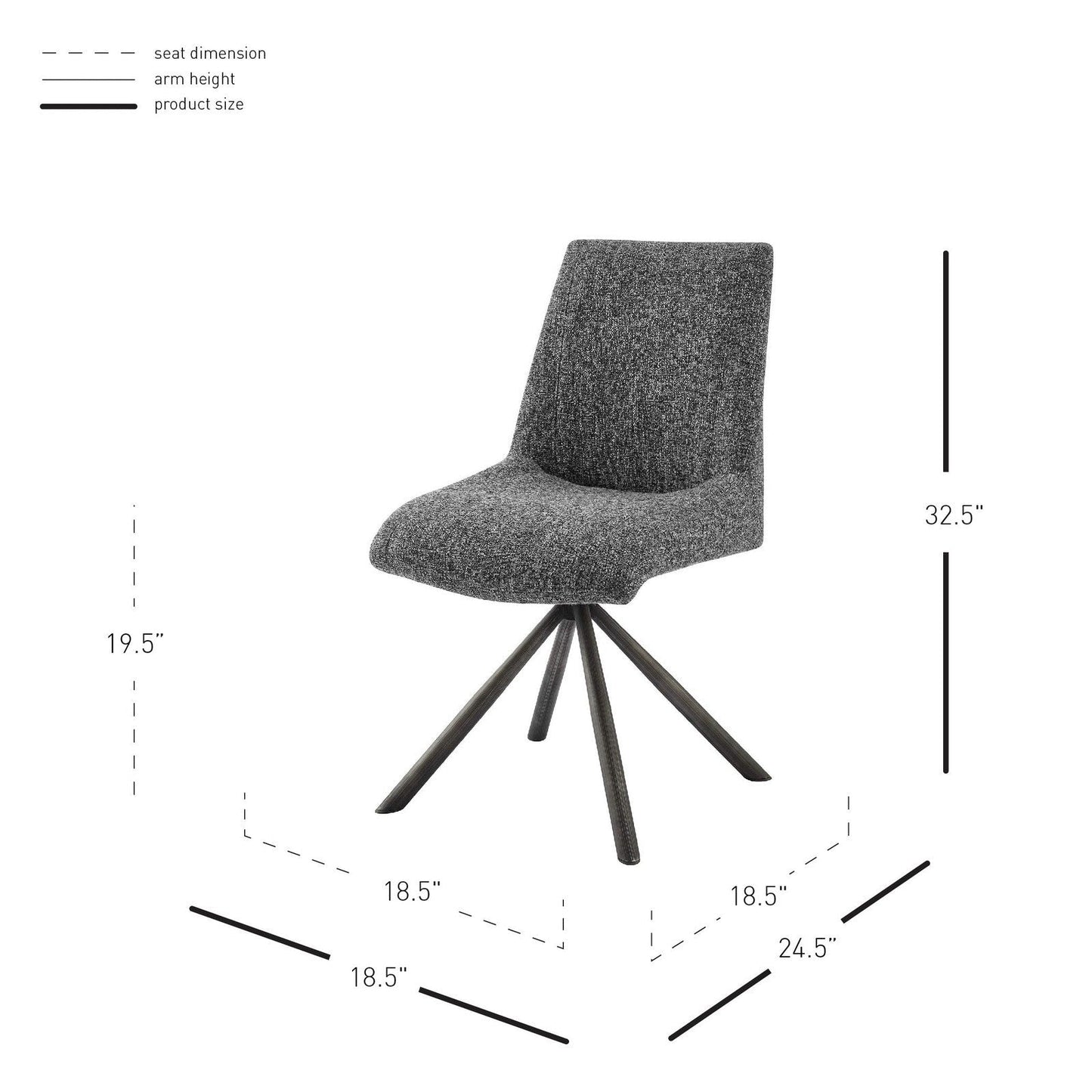 New Pacific Direct Viona Fabric Swivel Dining Side Chair (Seat), (Set of 2) 1060019-219 - 1060019-219