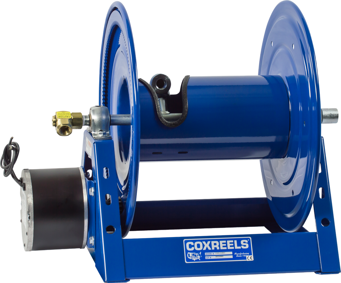 Coxreels Motorized Hose Reel 1/2" x 100' Capacity with 12V DC 1/3 HP Reversible New - 1125-4-100-E