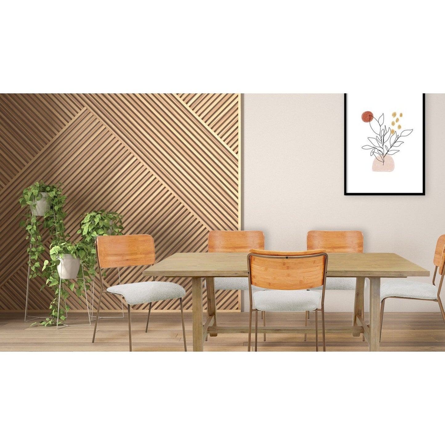 New Pacific Direct Leshia KD Fabric Bamboo Dining Side Chair, (Set of 2) - 1160028-406N