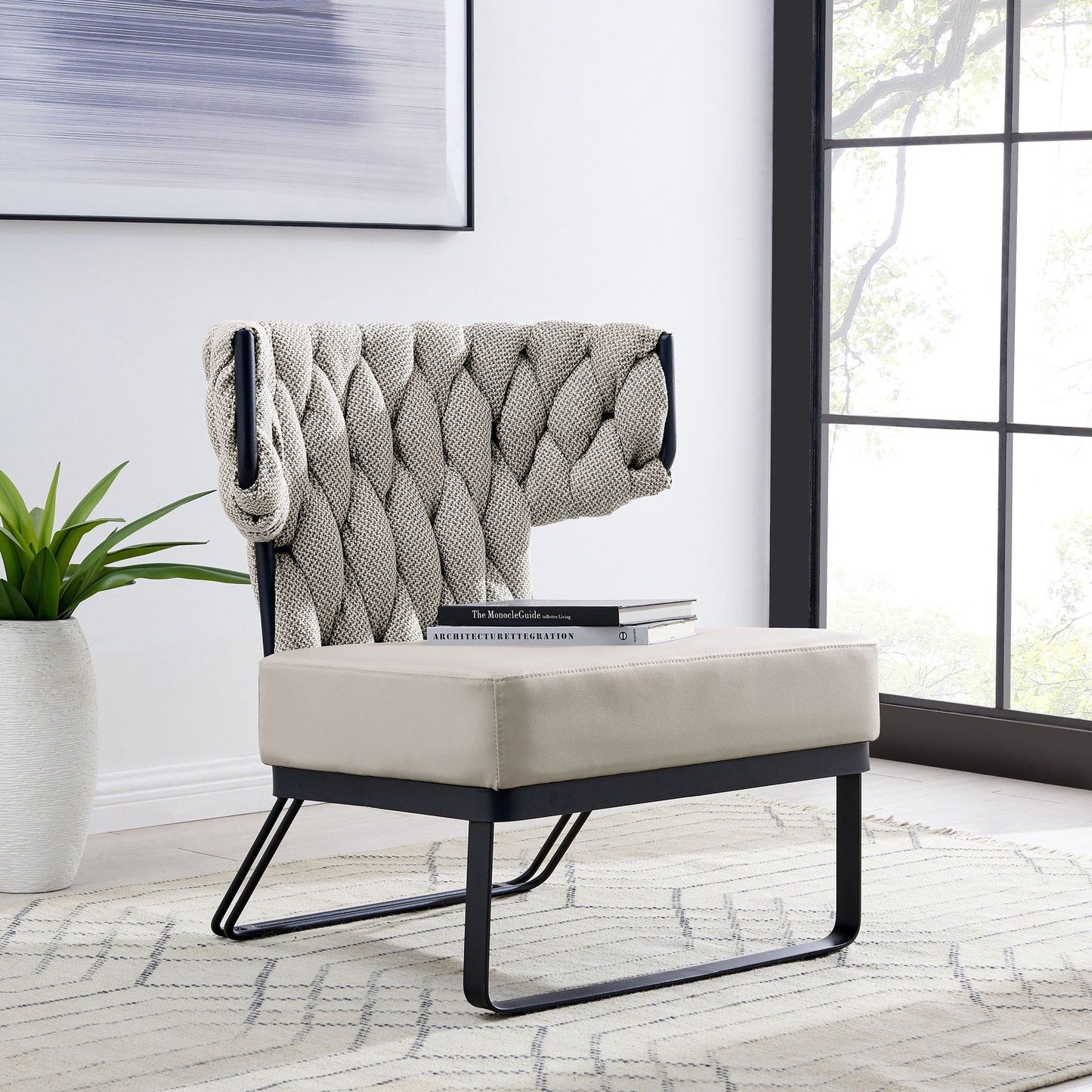 New Pacific Direct Leander Fabric/PU Accent Chair - 1240011-5006