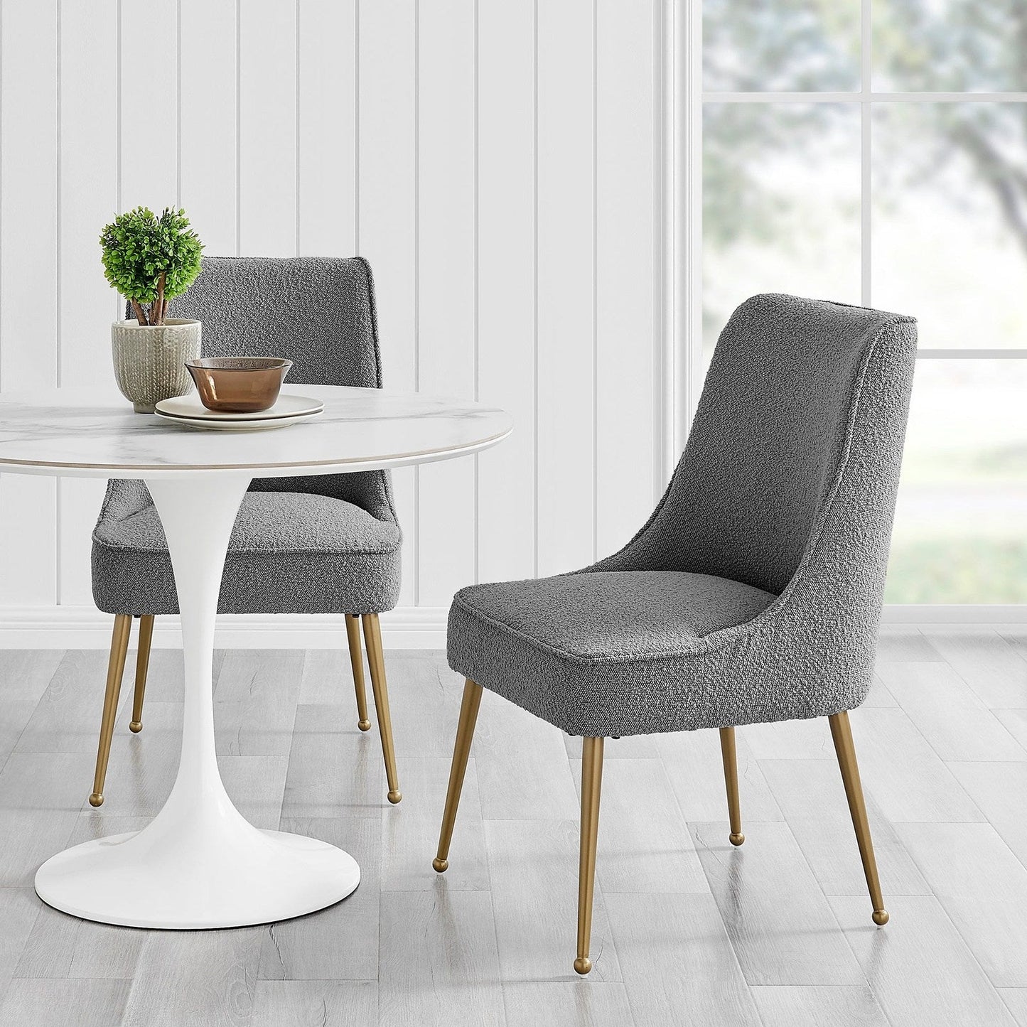 New Pacific Direct Cedric Fabric Dining Side Chair Gold Legs, (Set of 2) - 1250026-564