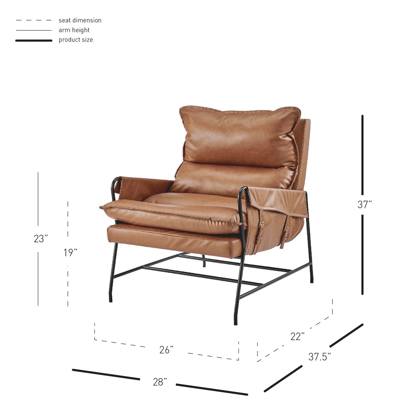 New Pacific Direct Thierry PU Accent Arm Chair - 1250030-VCD