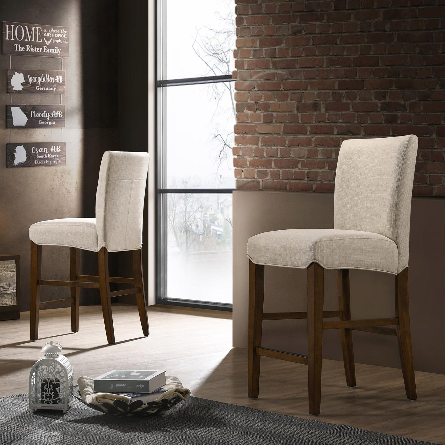 New Pacific Direct Levi Fabric Counter Stool, (Set of 2) - 1390003-556