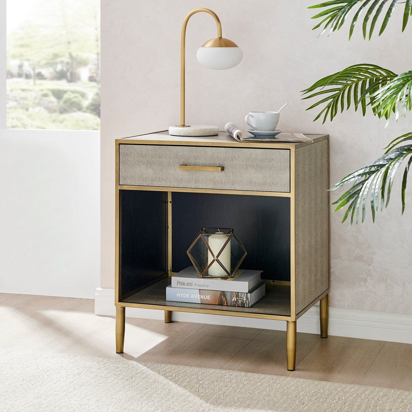 New Pacific Direct Arista Faux Shagreen Side/ End Table - 1600088