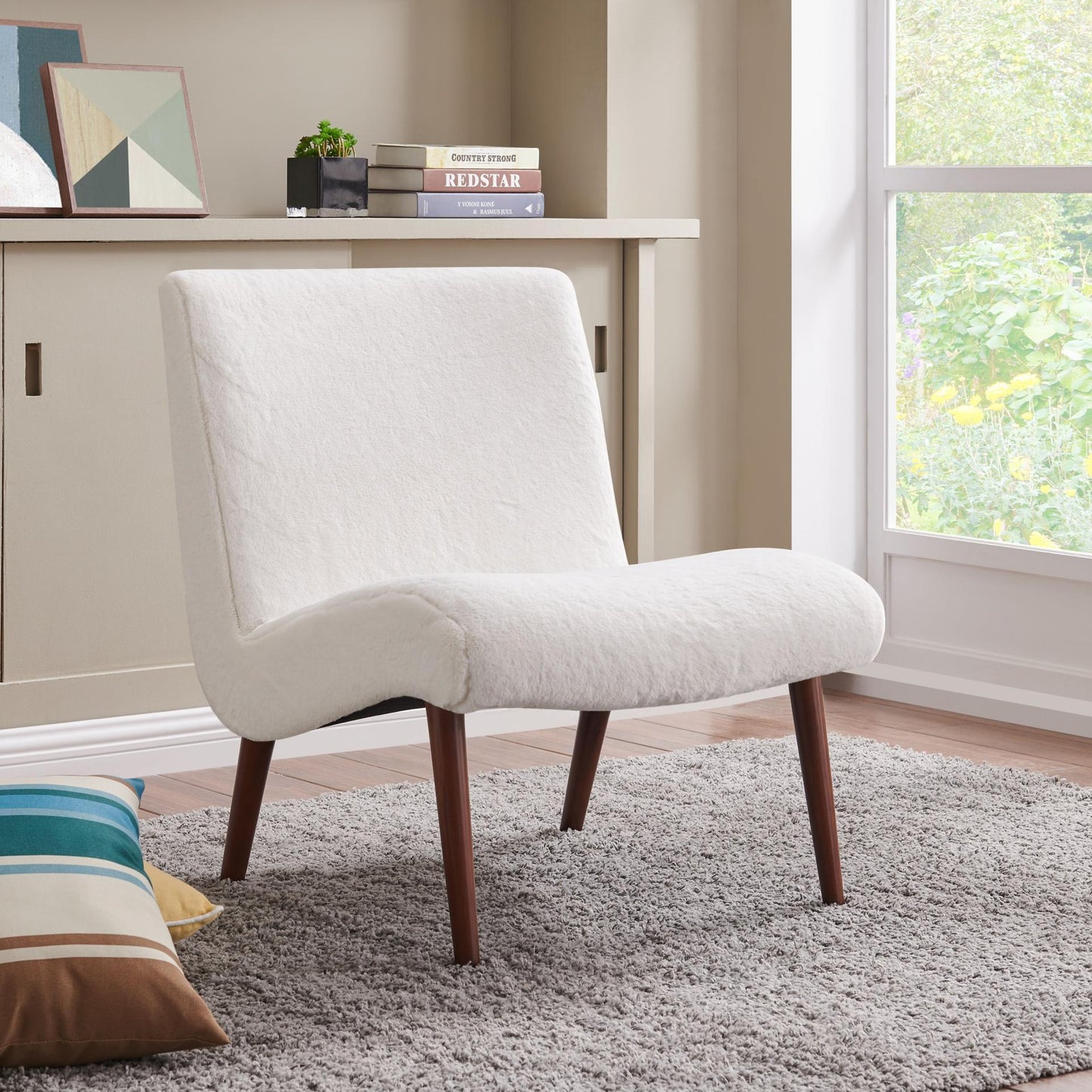 New Pacific Direct Alexis Faux Fur Fabric Chair - 1900134-408