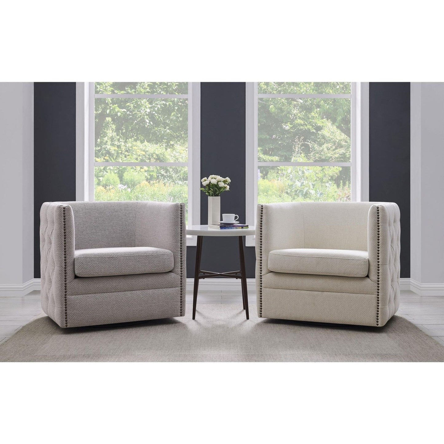New Pacific Direct Leslie Fabric Swivel Tufted Chair - 1900148-410