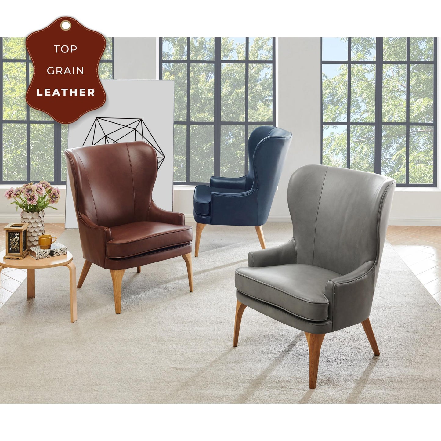 New Pacific Direct Bjorn Top Grain Leather Accent Chair - 1900155-426