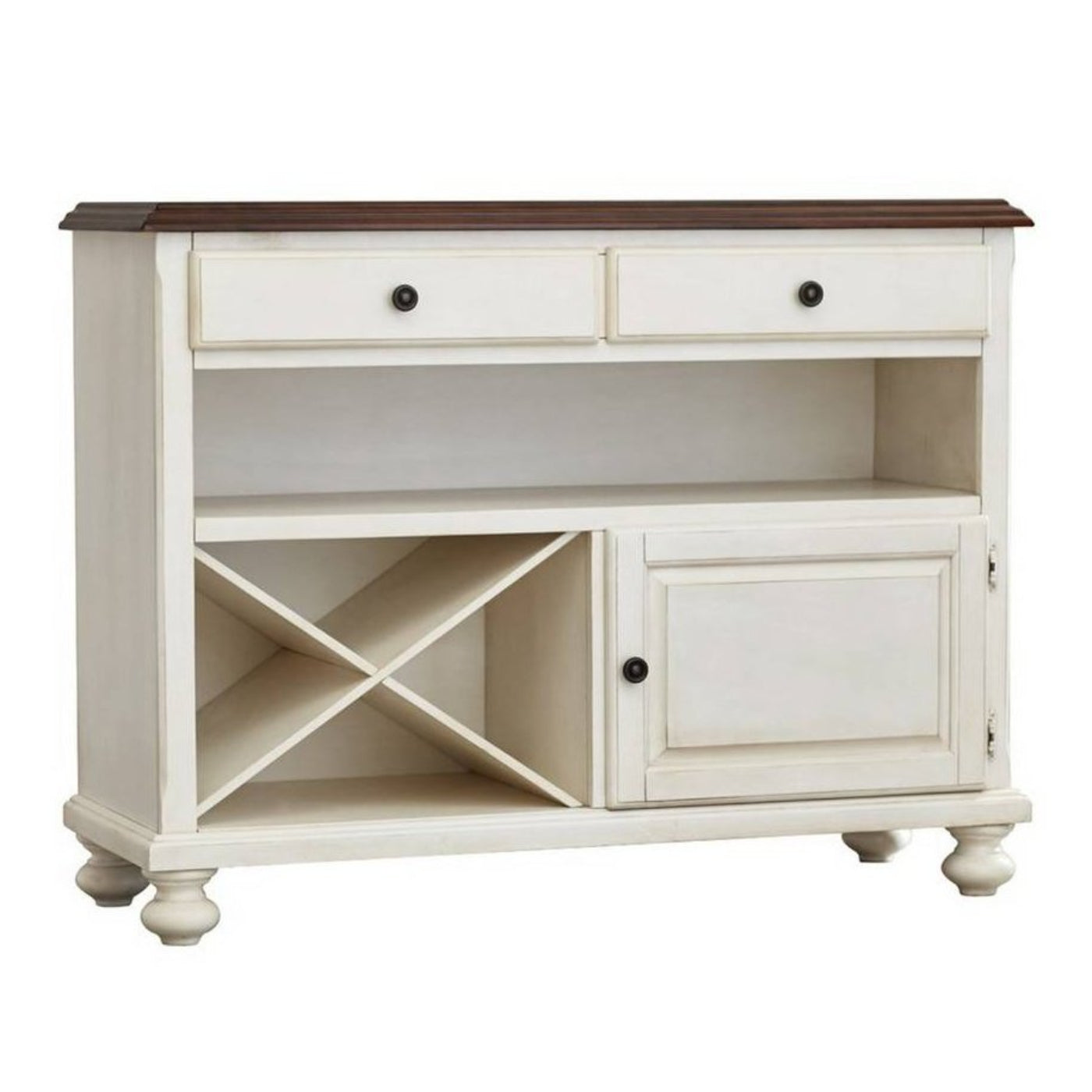 Sunset Trading Andrews Server | Antique White with Chestnut Brown Top - DLU-ADW-SER-AW -