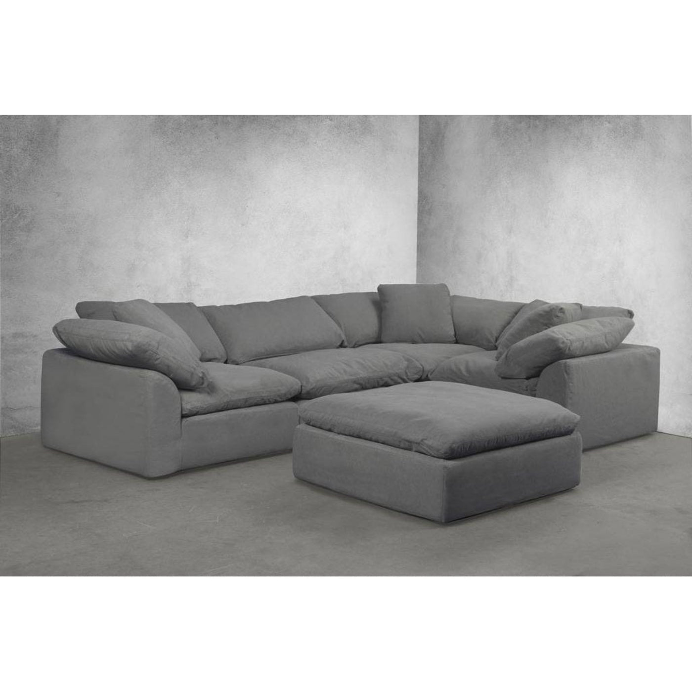Sunset Trading Cloud Puff Slipcovered 44" Square Sectional Modular Ottoman | Stain Resistant Performance Fabric | Gray - SU-145830-391094