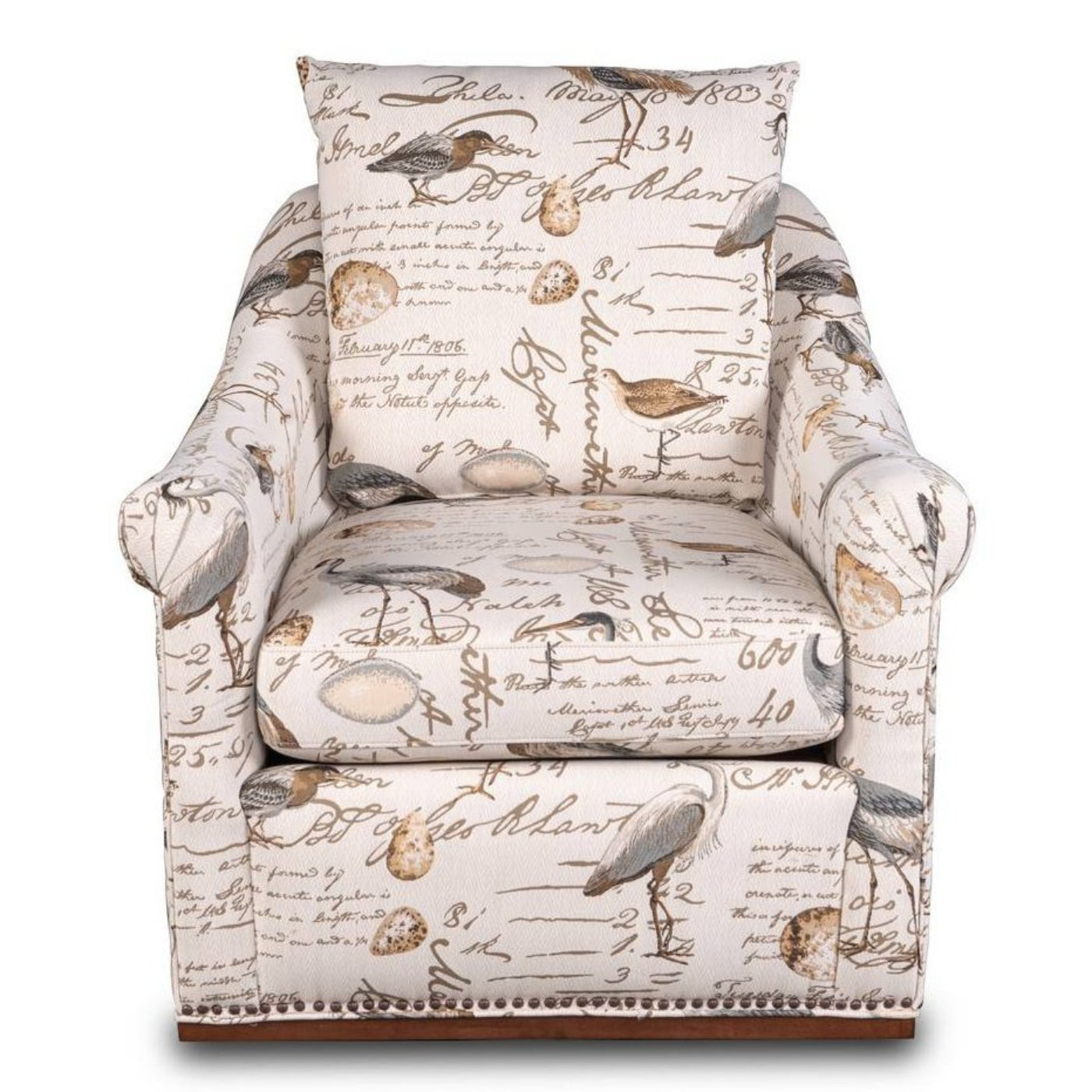 Sunset Trading Birdscript Swivel Chair | Low Back | Rolled Arms | Nailhead Trim - SU-1593-93-854825