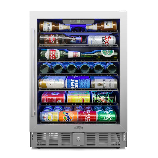 KOOLMORE 23.4 in. Stainless Steel, Glass-Door Built-In Refrigerator and Beverage Cooler, 5 Cu. ft. - KMBIR5CGD