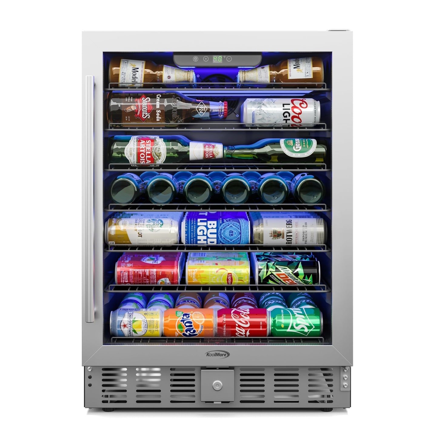 KOOLMORE 23.4 in. Stainless Steel, Glass-Door Built-In Refrigerator and Beverage Cooler, 5 Cu. ft. - KMBIR5CGD