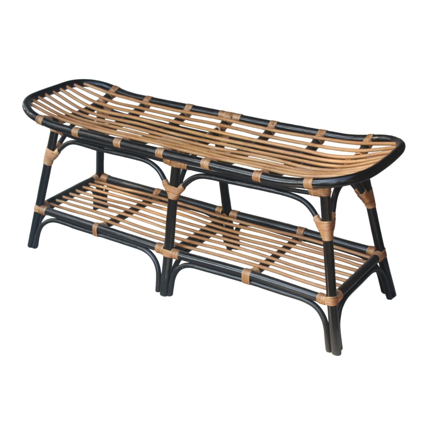 New Pacific Direct Damara Rattan Bench w/ Shelf - 2400037-B