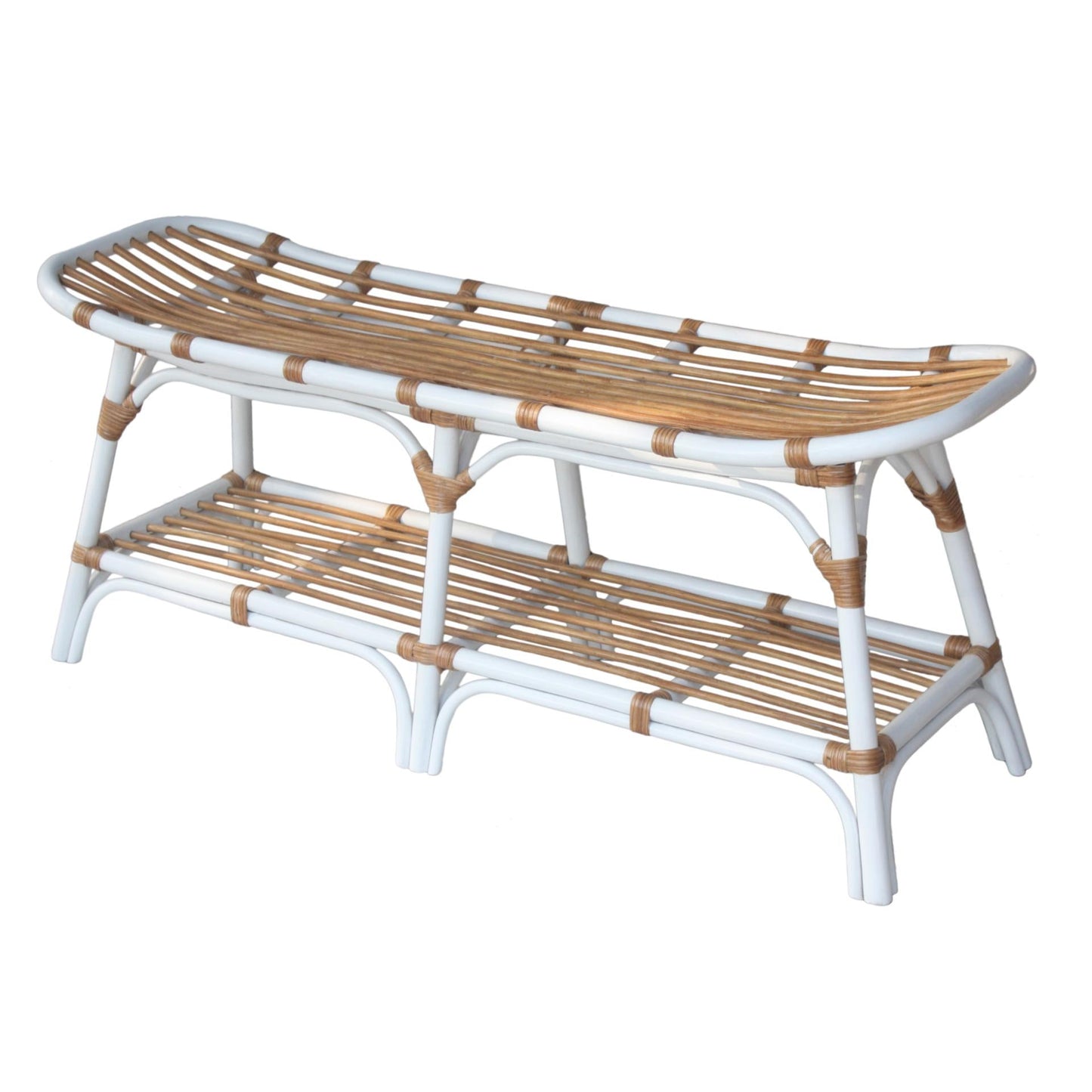 New Pacific Direct Damara Rattan Bench w/ Shelf - 2400037-W