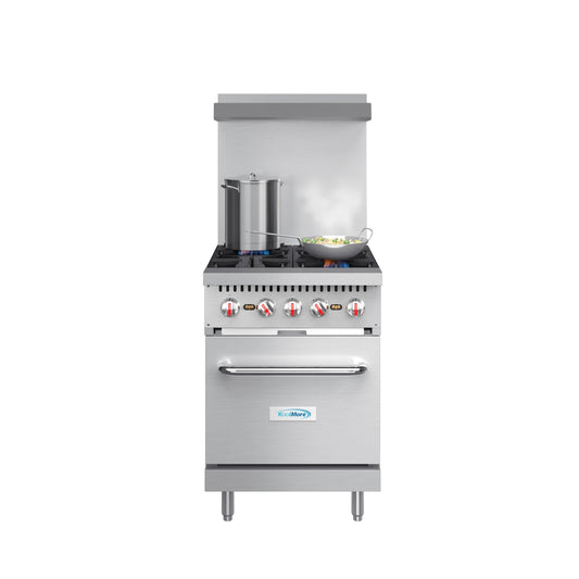 KOOLMORE 24 in. 4 Burner Commercial Liquid Propane Range with Oven in Stainless-Steel - KMCR24LP