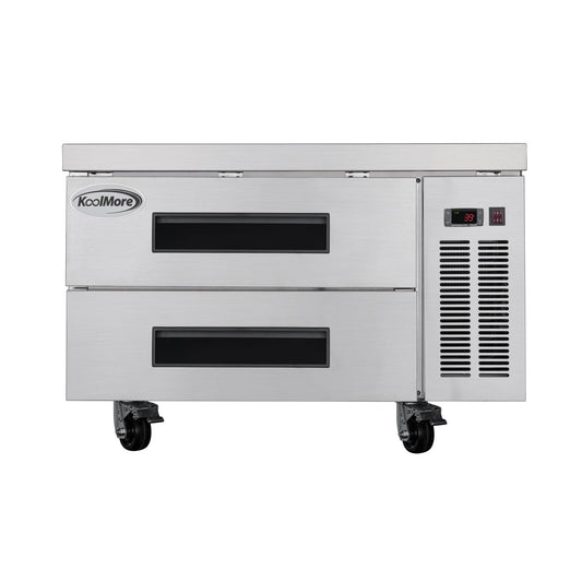 KOOLMORE 36 in. Commercial Chef Base Refrigerator Storage Cabinet for Cold Foods, Fresh Ingredients, and Condiments, Refrigerated Pull-Out Drawers, Rolling Caster Wheels, ETL Listed - KMBR362D