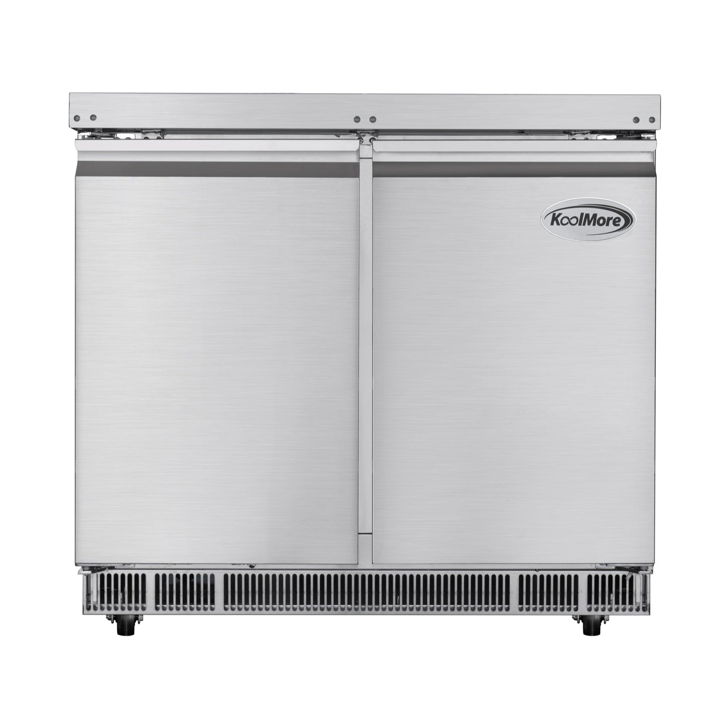KOOLMORE 36 in. Commercial Refrigerated Prep Station Cold Table, Stainless-Steel Refrigerator with 6-Pan (Not Included) with Cover Capacity and Two Adjustable Shelves - KM-RBT-36C