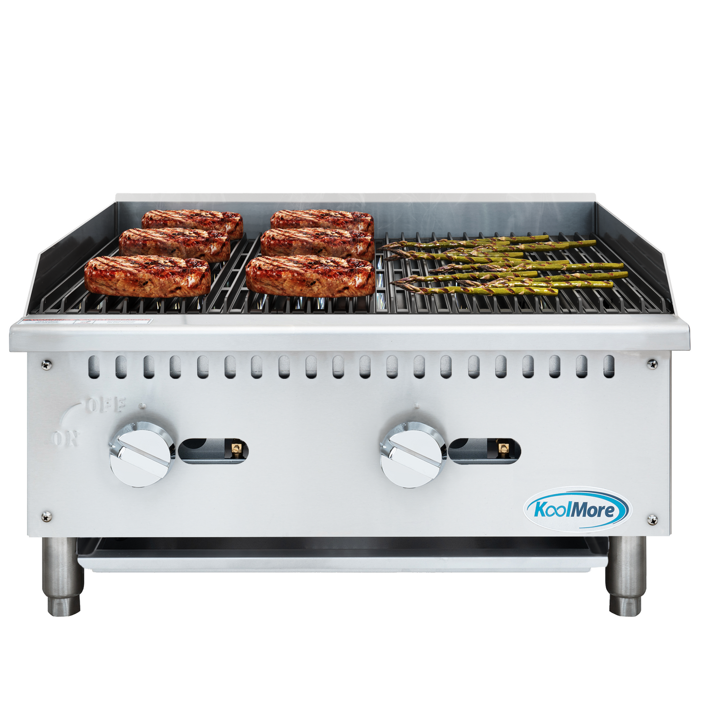 KOOLMORE 24 in. Commercial 2-Burner Natural Gas Charbroiler with 60,000 BTU in Stainless-Steel - KMGCB224M