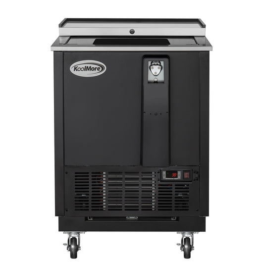KOOLMORE 25 in. Commercial Bottle Cooler in Black with Built-In Opener, ETL Listed, 5 cu. ft. - KMBOC25BK