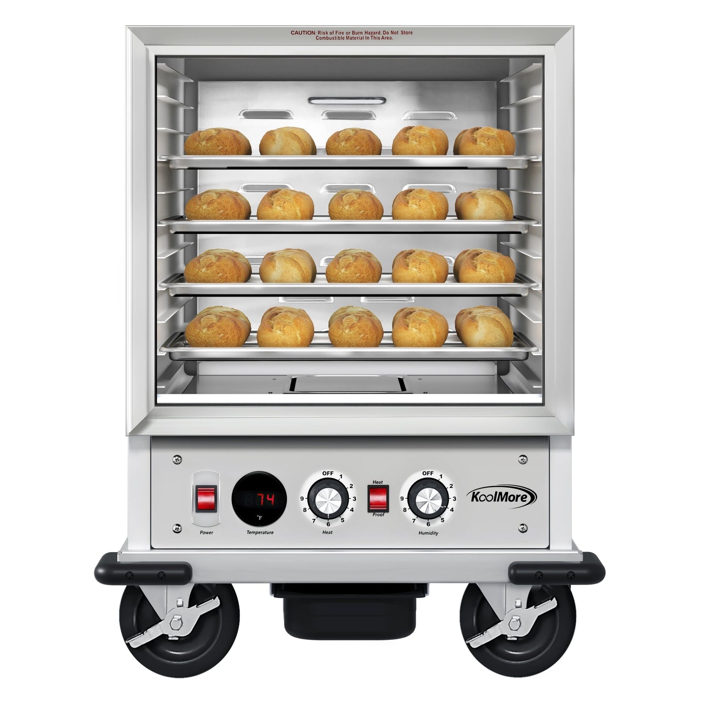 KOOLMORE 33 in. Commercial Insulated Half-Size Heated Holding Proofing Cabinet with 11-Pan Capacity and Glass Door in Silver - KMCHP12SIGL