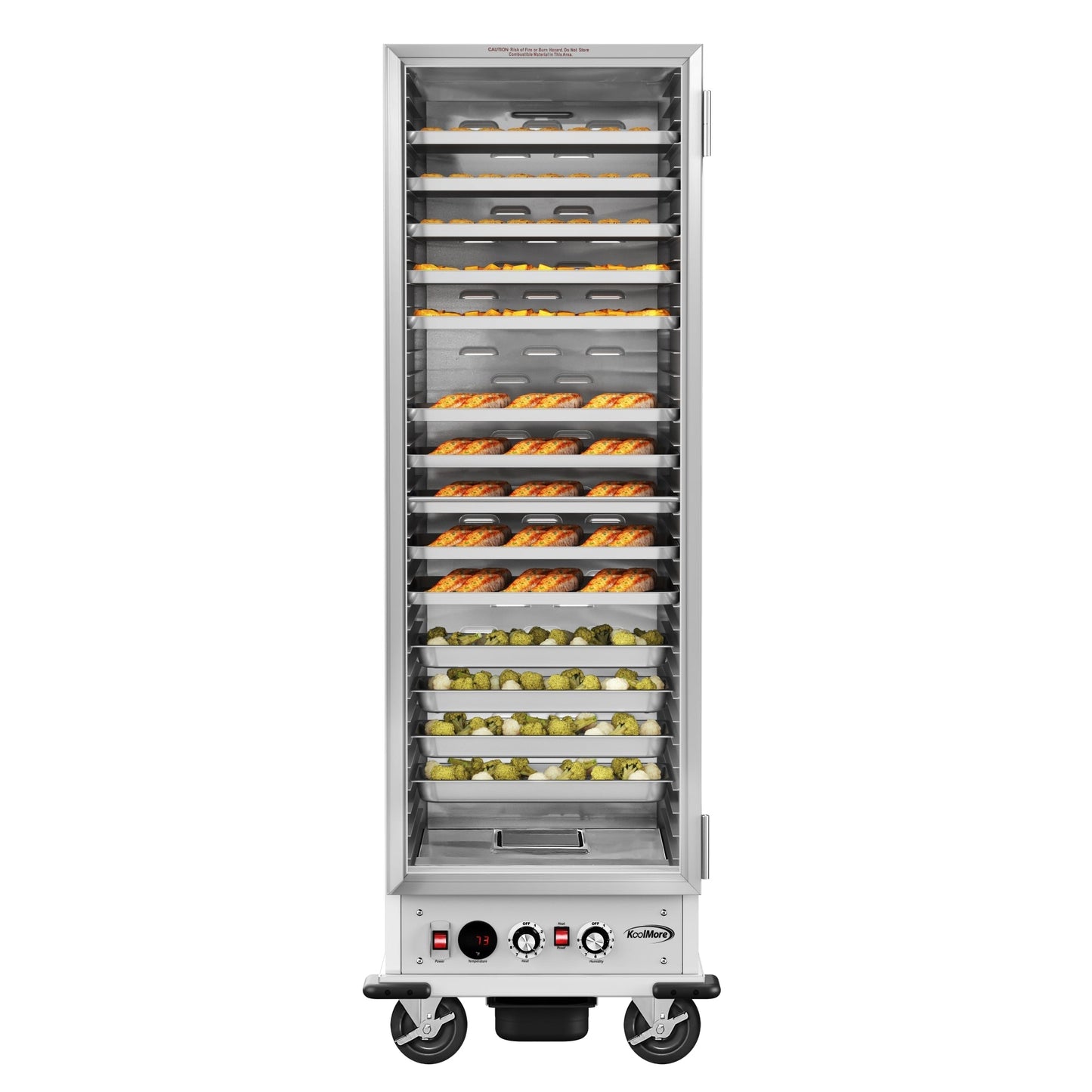 KOOLMORE 33 in. Commercial Non-Insulated Glass Door Heated Holding/Proofing Cabinet with 35-Pan Capacity in Silver - KMCHP36SNGL