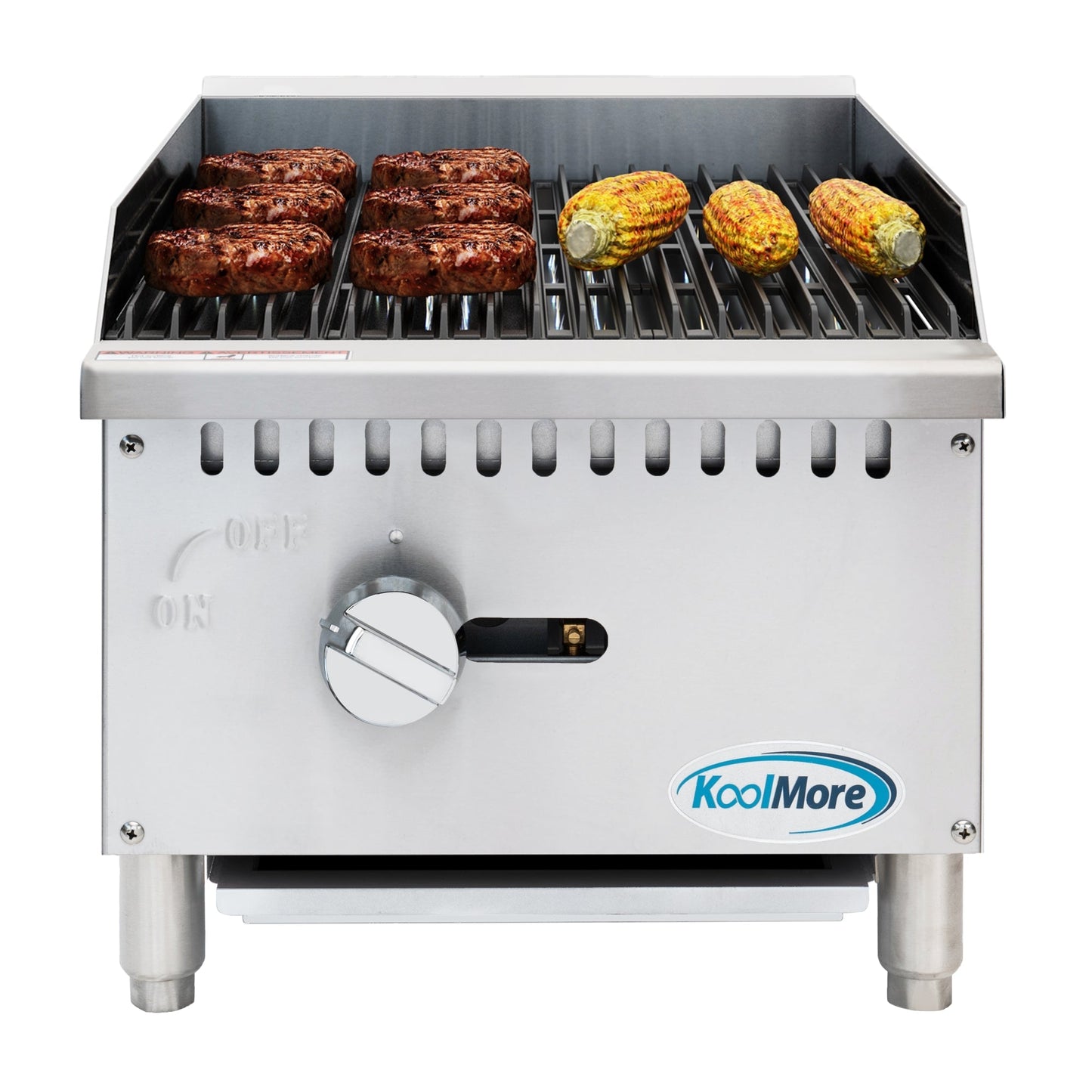 KOOLMORE 16 in. Commercial 1-Burner Natural Gas Charbroiler with 30,000 BTU in Stainless-Steel - KMGCB118M