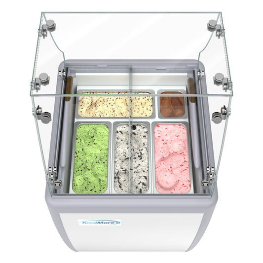 KOOLMORE 26 in. Gelato Dipping Cabinet Display Freezer with Sliding Glass Door and Sneeze Guard, 6 Cu. Ft. - KMGDC26SDFG
