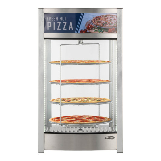 KOOLMORE 18 in. Commercial Pizza Display Warmer for 12 in. Pies with 4 Rotating Racks in Stainless-Steel - KMHPD412