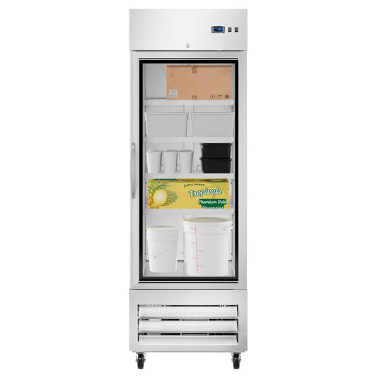 KOOLMORE 27 in. Commercial One Glass Door Convertible Reach-In Refrigerator/Freezer with 23 Cu. Ft. Capacity in Stainless Steel, ETL Listed - KM-RIC-1DGD