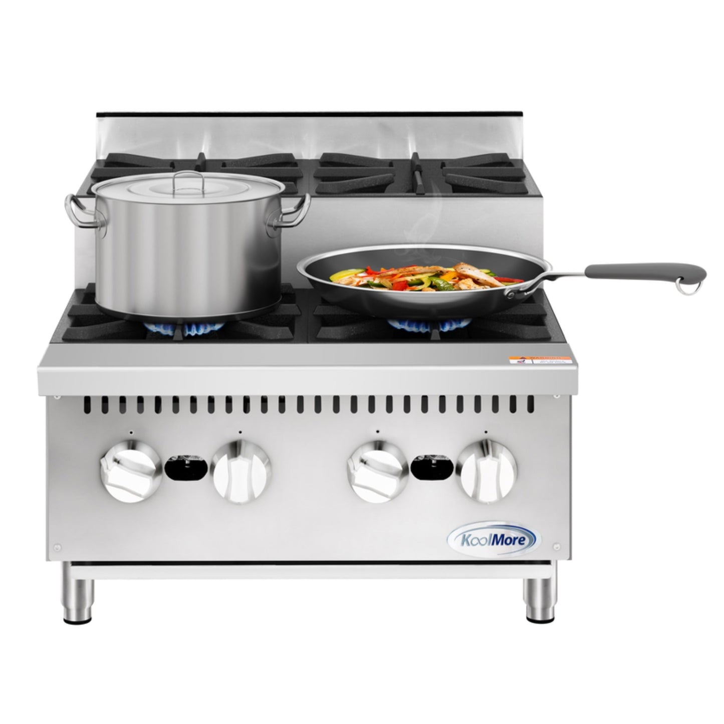KOOLMORE 24 in. Commercial Four-Burner Step Up Range, 104000 BTU in Stainless-Steel - KMCRSU24