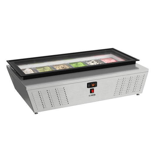 KOOLMORE 45 in. 6-Pan Countertop Ice Cream Display Freezer with Glass Top in Stainless-Steel - KMCGD6P45