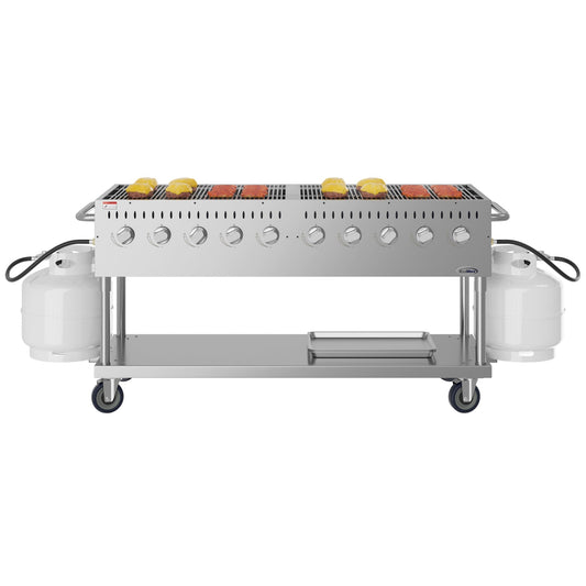 KOOLMORE 72 in. Commercial Mobile Outdoor Propane Gas Grill, ETL Listed in Stainless-Steel - KMCGM72