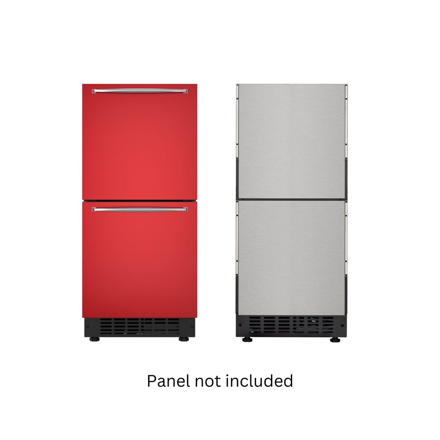 KOOLMORE 15 in. Panel Ready Built-in Double Refrigerator, Frost-Free Undercounter Fridge with Digital Temperature Control and Stainless-Steel Drawers - KMBIR2D15PR