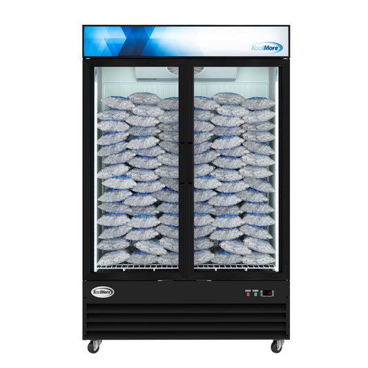 KOOLMORE 53 in. 42 cu. ft. Commercial Indoor Two Glass-Door Ice Merchandiser Freezer in Black - KMIM532GD