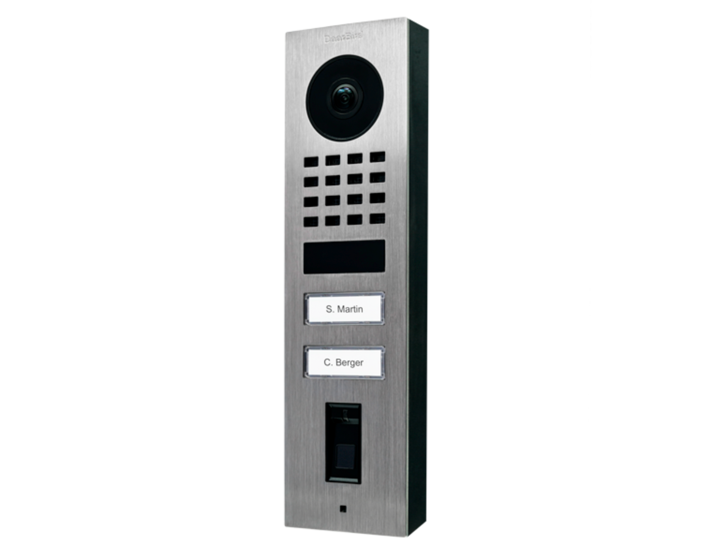 DoorBird D1102FV Fingerprint 50 Surface-Mount IP Video Door Station, 2 Call Button in Stainless Steel V2A - 423872264