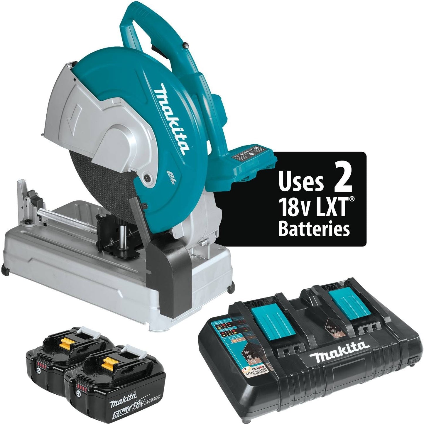 Makita 36V (18V X2) LXT Brushless 14" Cut-Off Saw Kit, dual port rapid charger, electric brake - XWL01PT