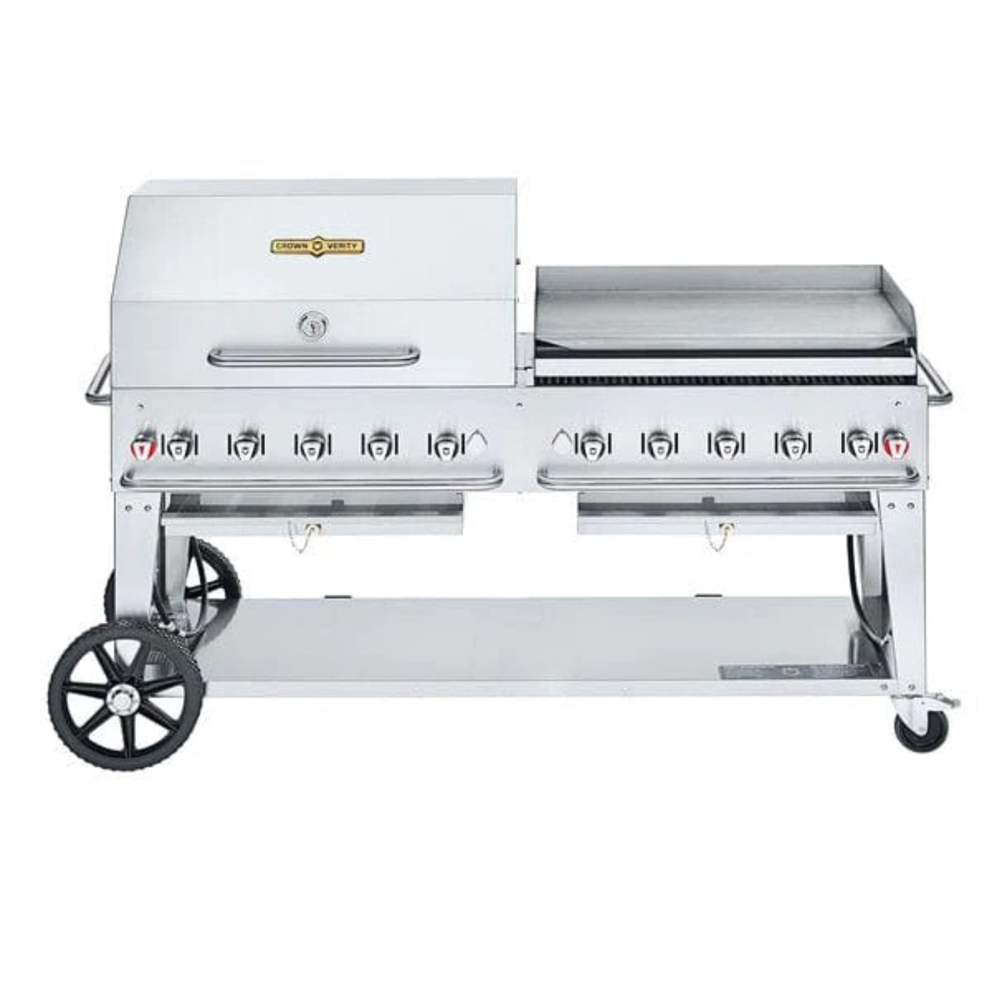 Crown Verity 72" Mobile BBQ Grill with Dome and Pro Griddle Package - Liquid Propane - CV-MCB-72RGP-LP