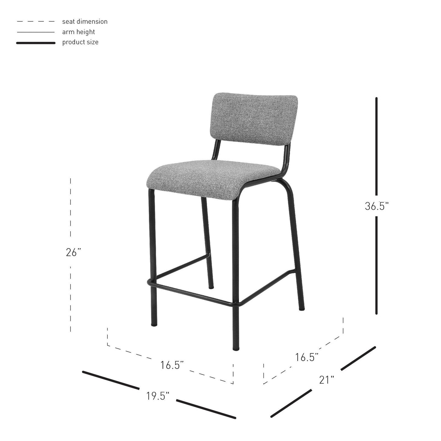 New Pacific Direct Lehman Fabric Counter Stool, (Set of 4) - 9300099-530