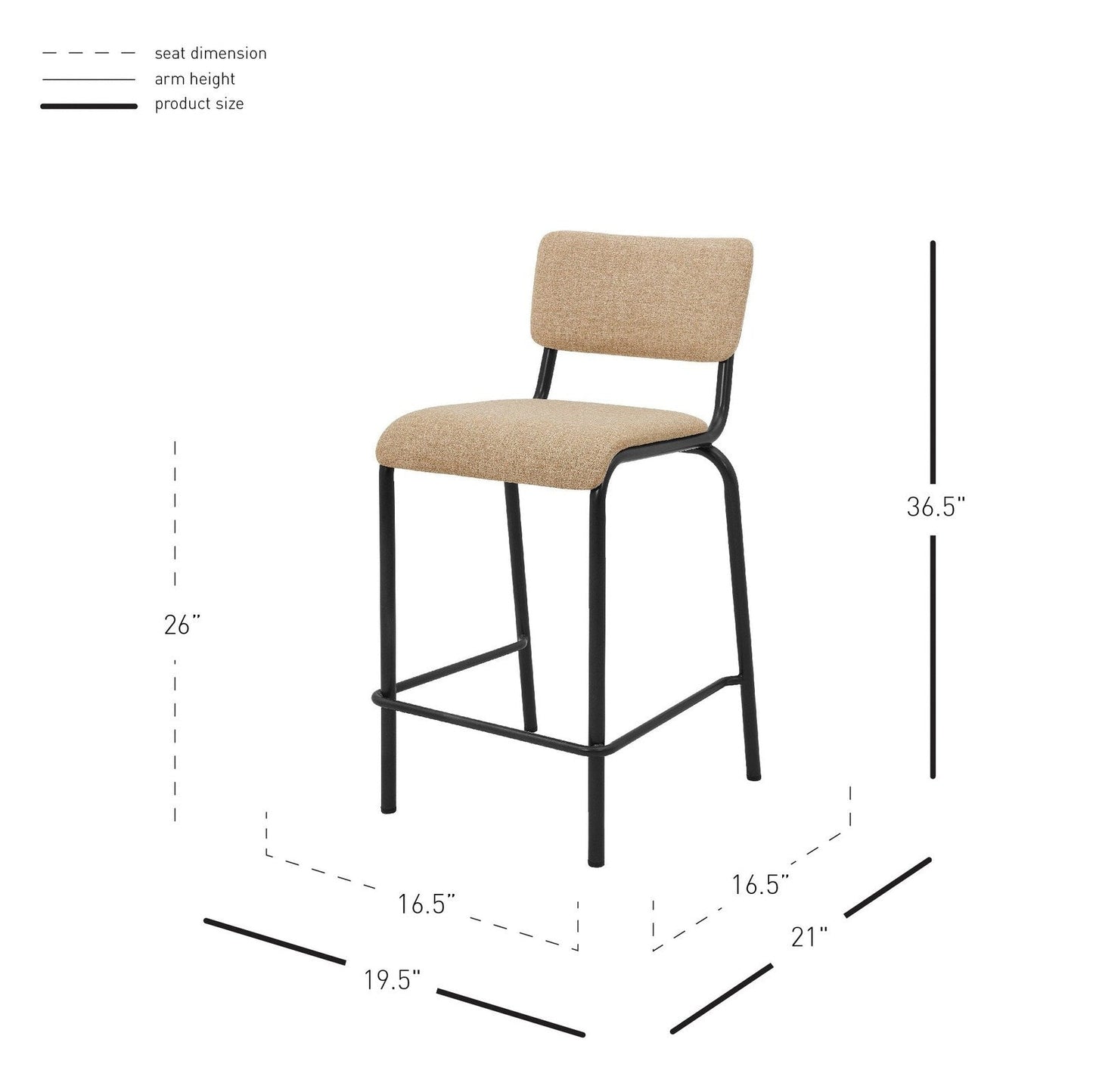 New Pacific Direct Lehman Fabric Counter Stool, (Set of 4) - 9300099-532