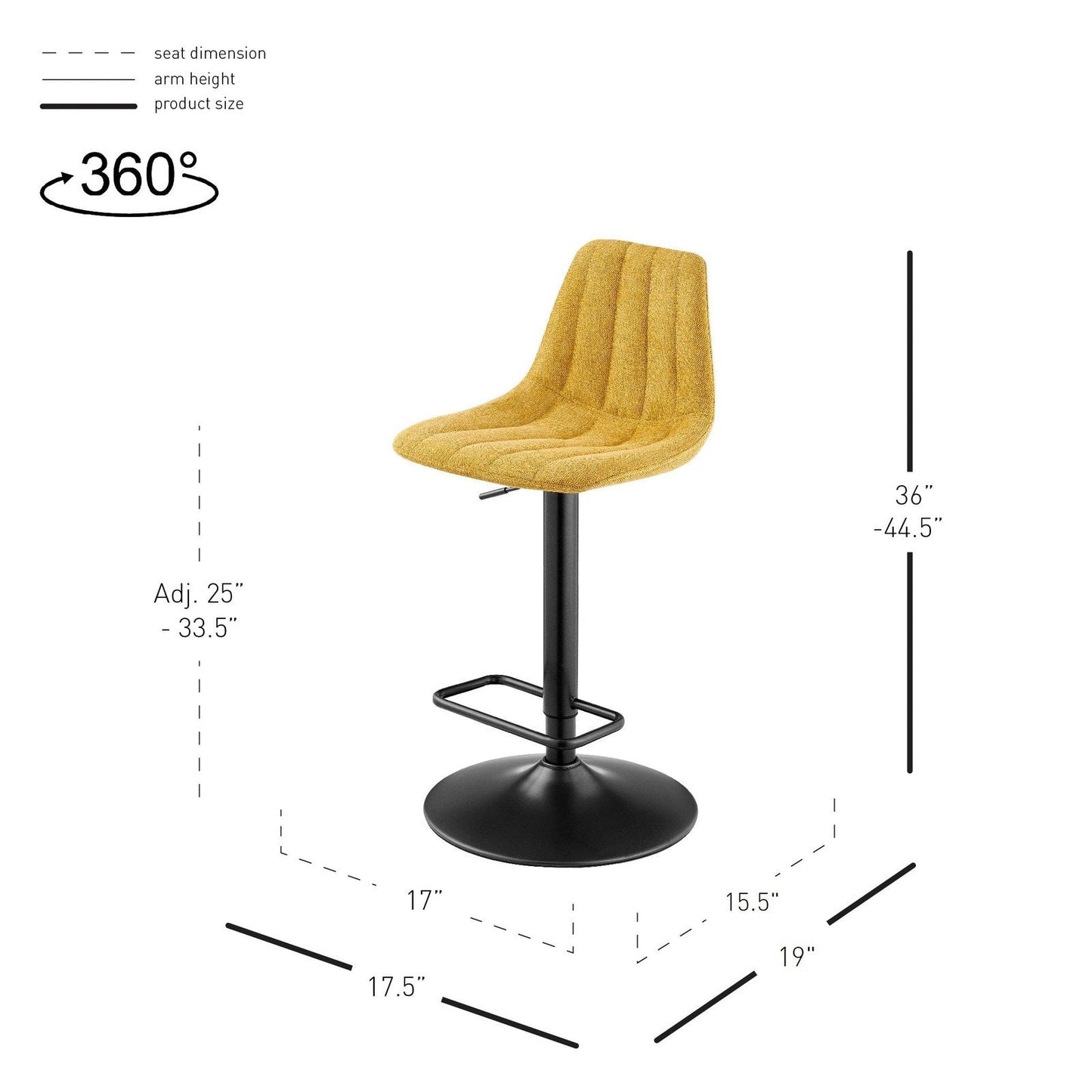 New Pacific Direct Robert Fabric Gaslift Swivel Bar Stool, (Set of 2) 9300147-592 - 9300147-592