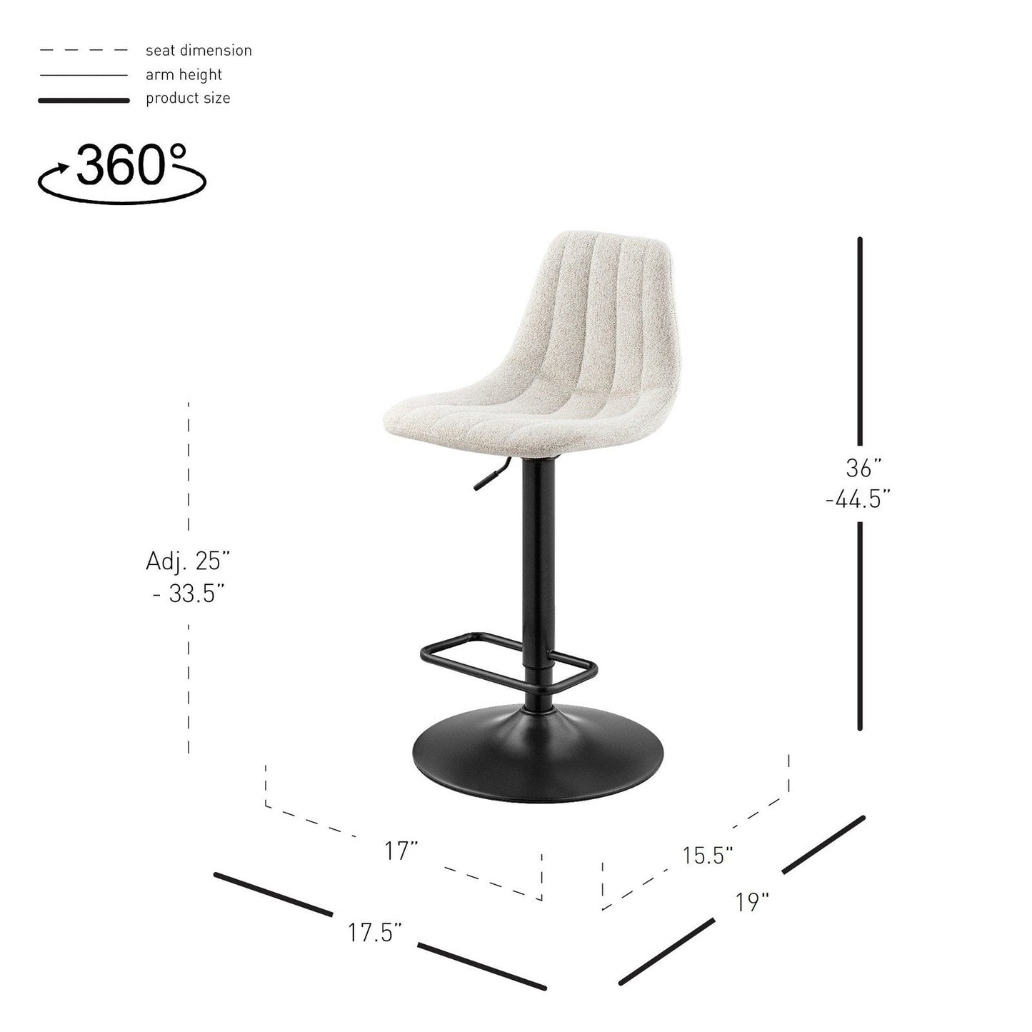 New Pacific Direct Robert Fabric Gaslift Swivel Bar Stool, (Set of 2) - 9300155-589