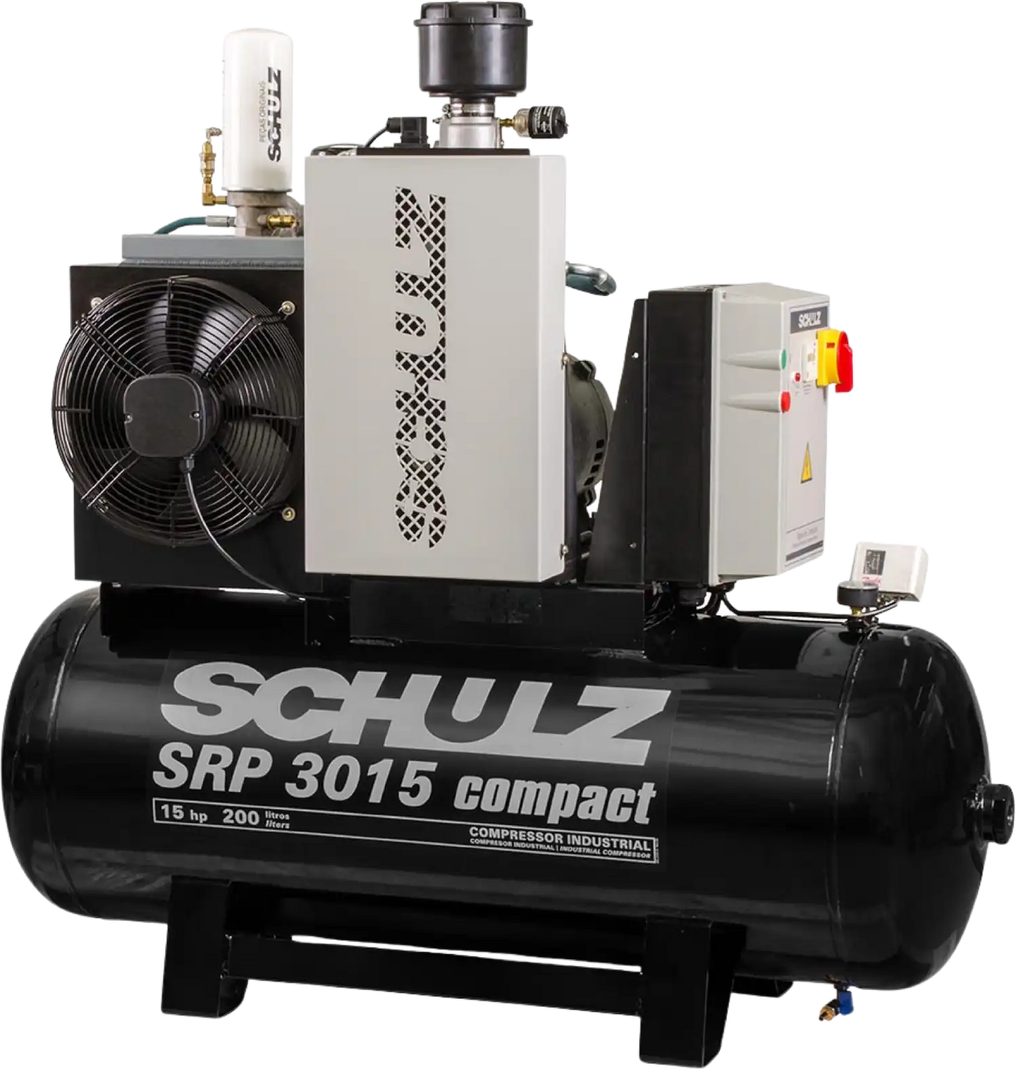 Schulz SRP-3015 Compact II Air Compressor 15 HP 60 gal. 208-230V 3-Phase Horizontal - 970.3454-0/F