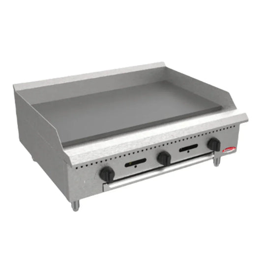 BakeMax 36" Countertop Heavy Duty Natural Gas Griddle w/ Manual Controls, 90,000 BTU - BACG36-3