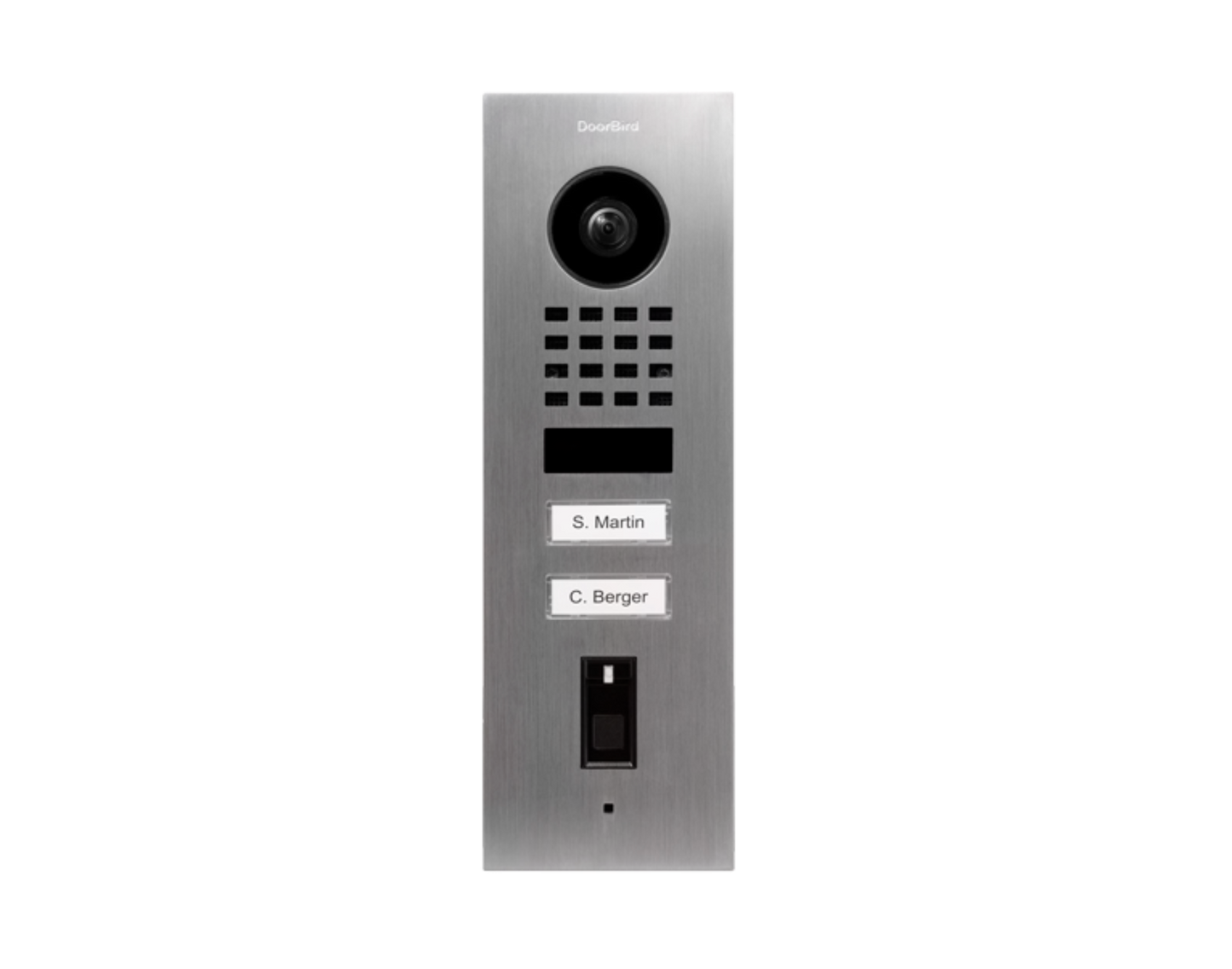 DoorBird D1102FV Fingerprint 50 Flush-Mount IP Video Door Station, 2 Call Button in Stainless Steel V4A - 423872301
