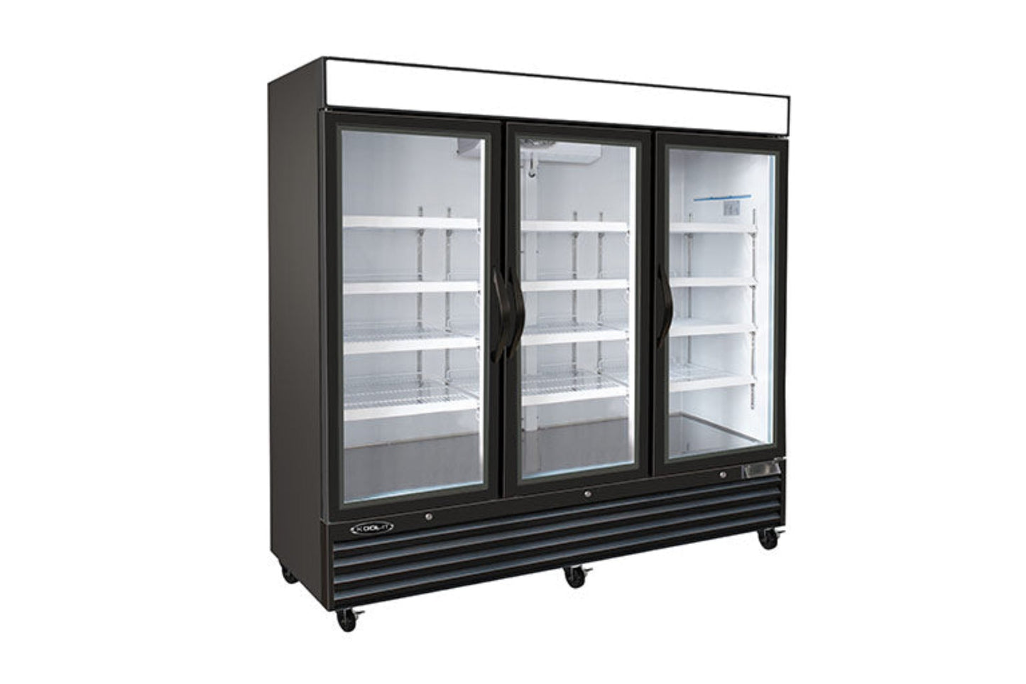 Kool-It | 81" Wide 3 Swing Door Black Merchandiser Freezer - KGF-72 DV