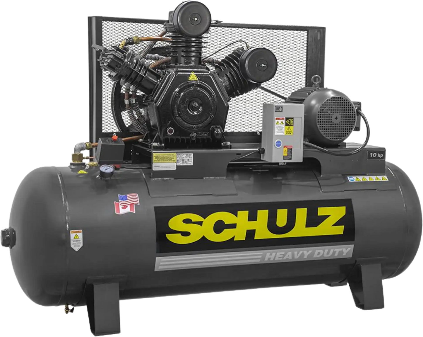 Schulz V-Series Air Compressor 10 HP 120 gal. 2-Stage 460V 3-Phase Horizontal - 932.9344-0