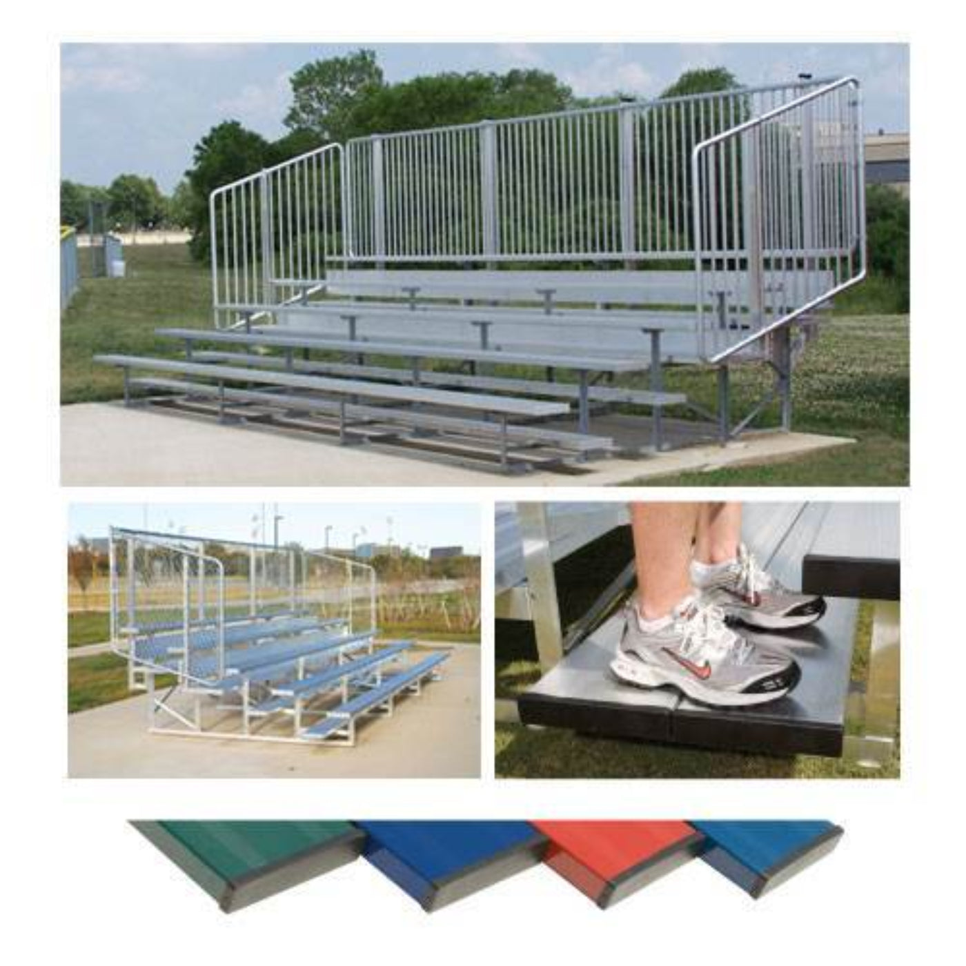 Bleacher 4 Row Powder Coated Low Rise Aluminum