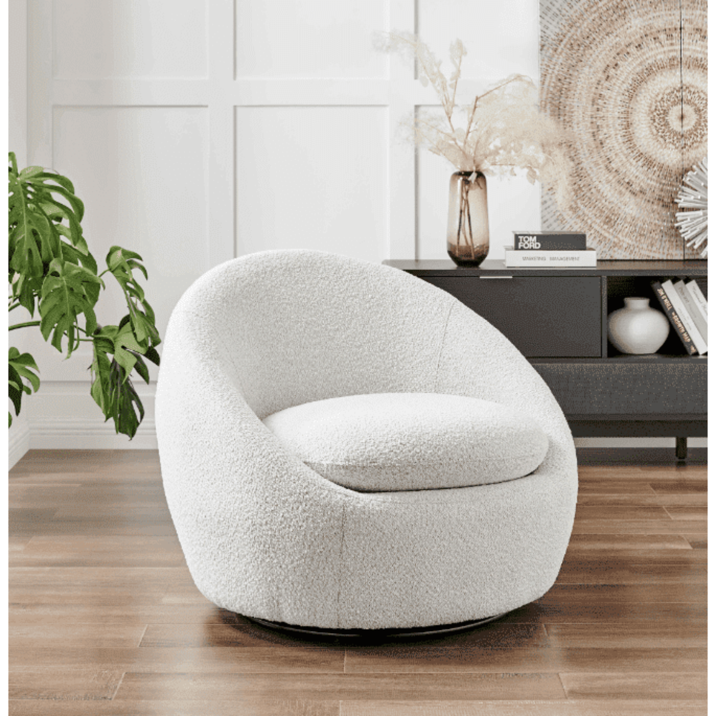 New Pacific Direct Adelmo Fabric Swivel Accent Chair - 1900198-563