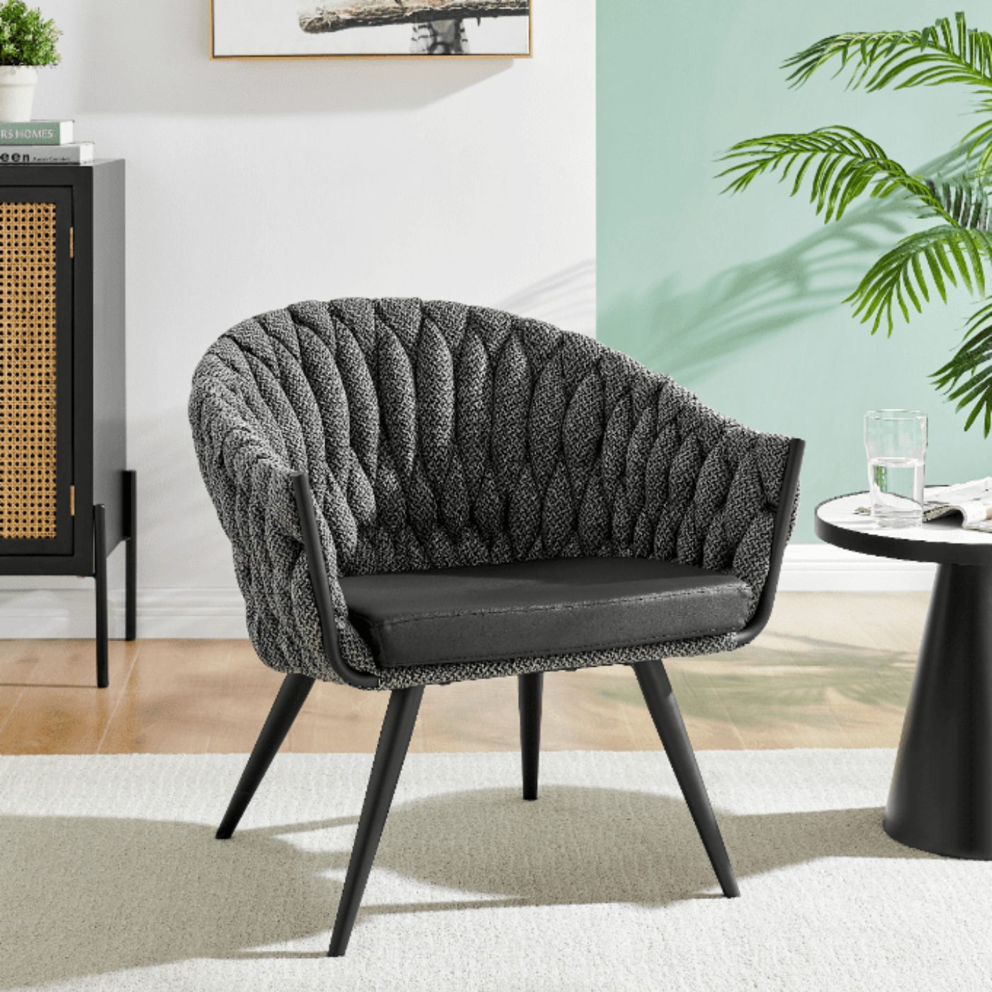 New Pacific Direct Fabian Fabric/ PU Accent Arm Chair - 1240018-5776