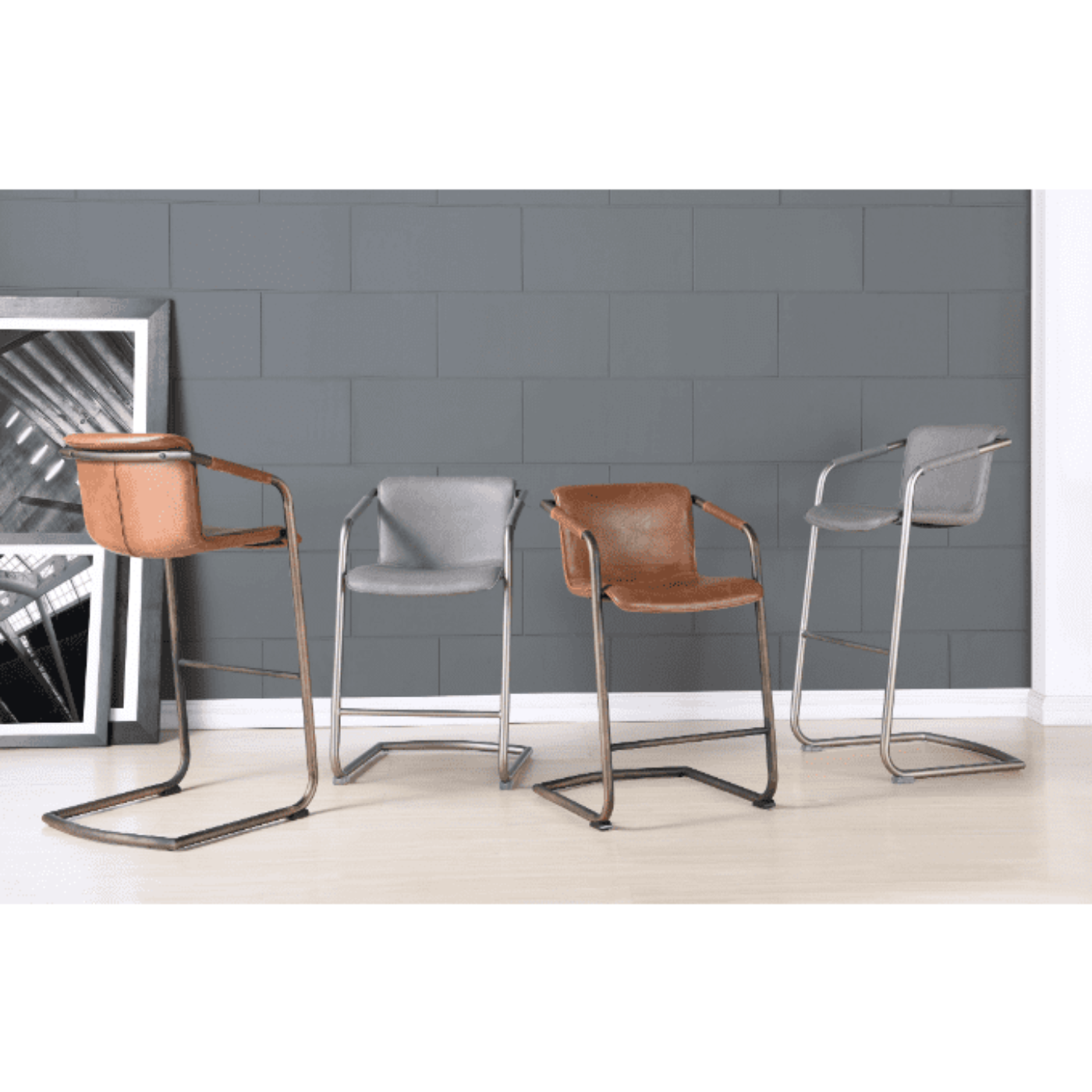 New Pacific Direct Indy PU Leather Bar Stool, (Set of 2) - 1060003-215